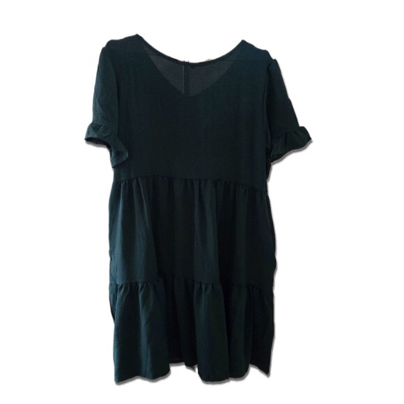 Qegar Emerald Green Boho Style Ruffle Short Sleeve Dress - Picture 3 of 3